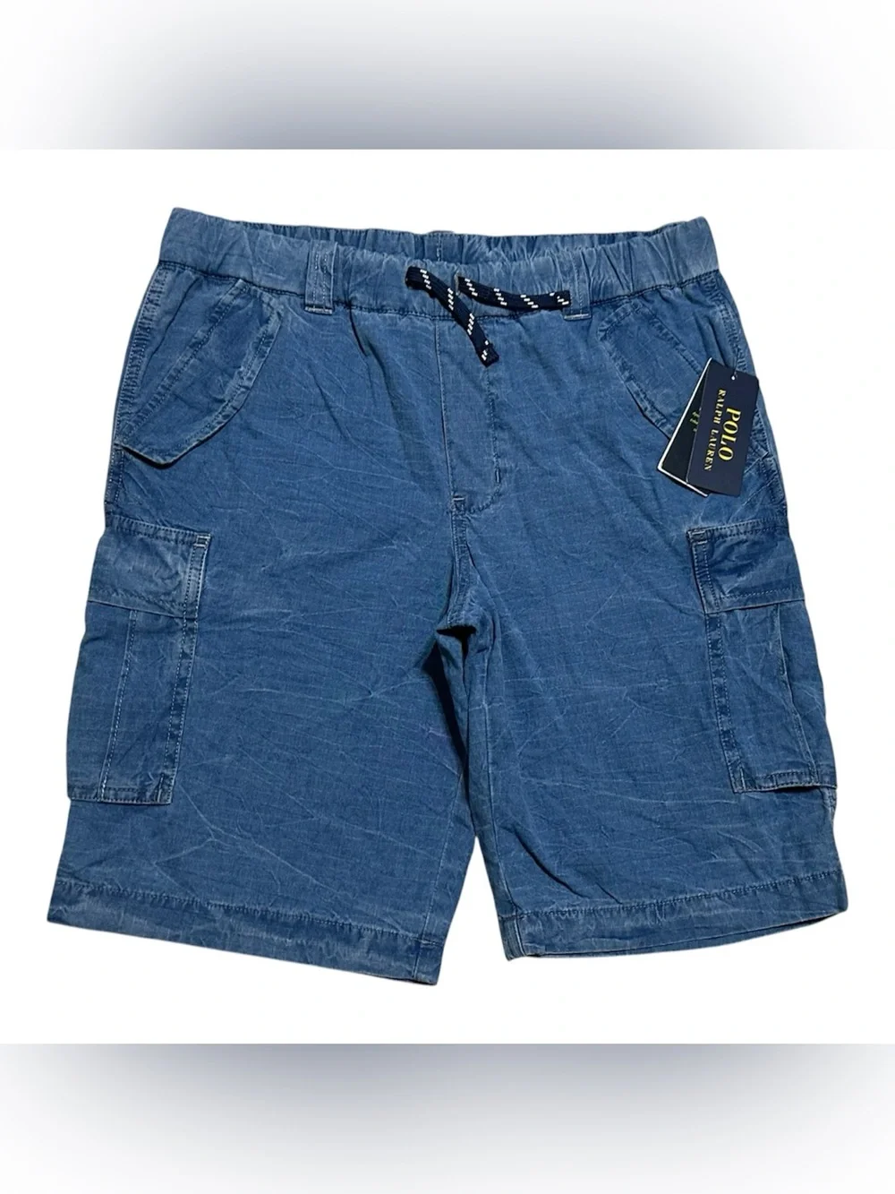Polo Ralph Lauren red pony Drawstring Denim Cargo Shorts boys size 18